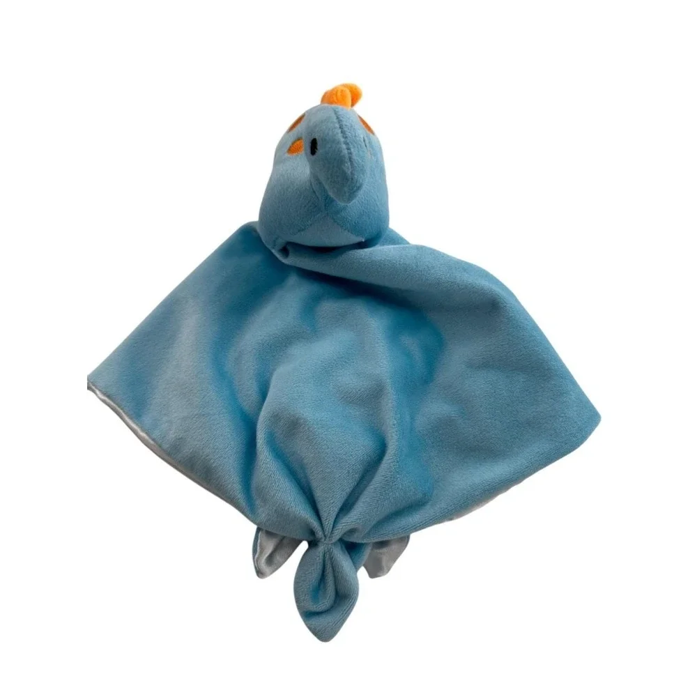 Pro Goleem Blue Dinosaur Baby‎ Lovey Security Blanket Satin Backing Knotted Ends